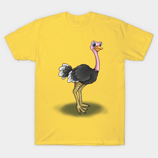 Ostrich Cartoon T-Shirt by nelateni